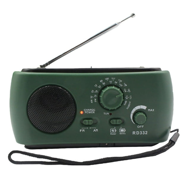 Portable Emergency Crank Radio Am/FM LED Flashlight Cell Phone Charger Ldeal for Camping Hiking and Emergencies,Integrated Device: Radio + Flashlight + Mobile Power,Hand Crank