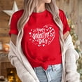 thumbnail image 6 of asdoklhq Funny Valentine's Day Tees for Women Women's Casual Round Neck Short-sleeved Christmas Tree Printed T-shirt Red 3X, 6 of 6
