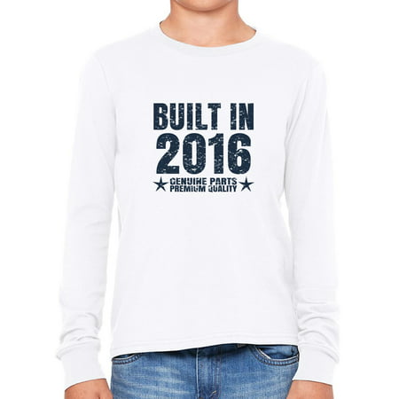 1st Birthday Gift - Built In 2016 - Perfect Present Girl's Long Sleeve (Best First Birthday Presents Girl)