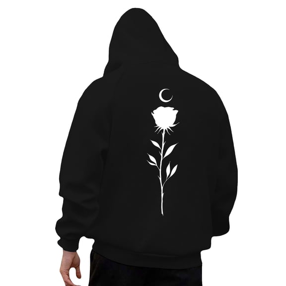 Essentials Men Women Hooded Sweatshirts Oversize Hoodies Rose Print Long Sleeve Unisex Fashion Husband Gifts Clothes