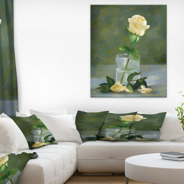 Rose Flower in Glass Watercolor - Floral Canvas Art Print