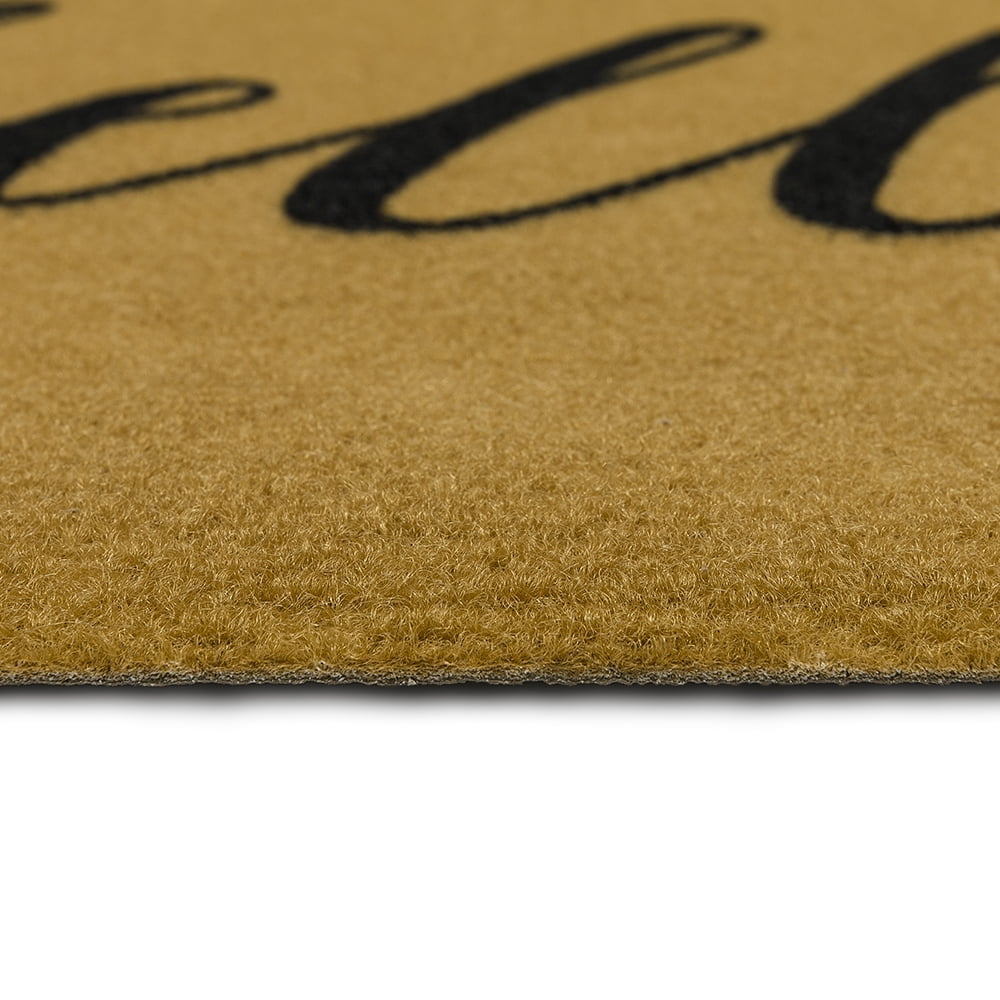 Mainstays Sincere Hello Polyester Indoor/Outdoor Doormat, Tan, 18" x 24"