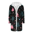 thumbnail image 6 of Ruimatai Women's Christmas Print Hooded Jacket with Faux Fur Collar Cozy Flannel Button Down Long Sleeve Loose Fit Casual Outerwear, 6 of 9