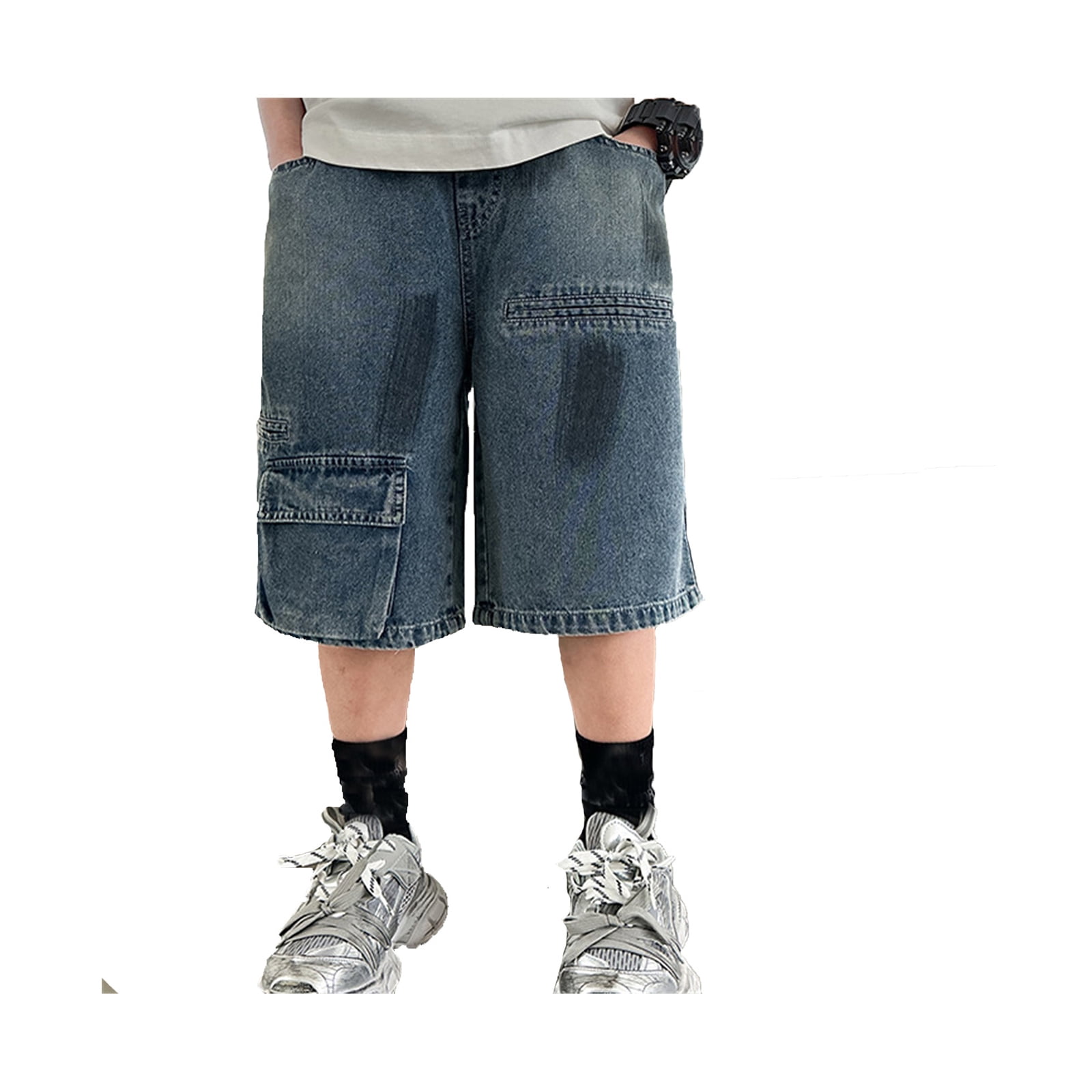 Boys Jean Shorts Straight Leg Casual Elastic Waist Shorts Boys 5-6 Years Shorts Boys