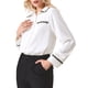 thumbnail image 4 of INSPIRAR CHIC Blusa de Oficina de Manga Larga con Cuello y Botones para Mujeres 2XL Blanca, 4 of 5