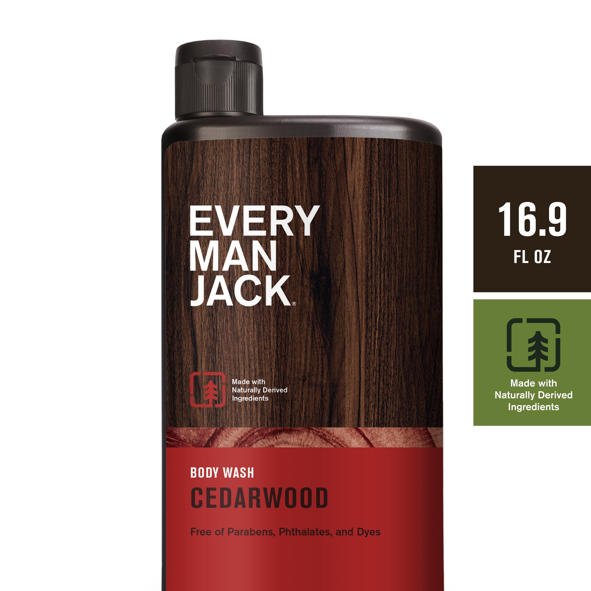 Every Man Jack Men's Hydrating Body Wash, Cedarwood, Naturally Derived, 16.9 oz