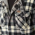 thumbnail image 5 of Men's Smith's Workwear Plaid Sherpa-Lined Microfleece Hooded Shirt Jacket Color: Charcoal Gray Size: XXL, 5 of 5