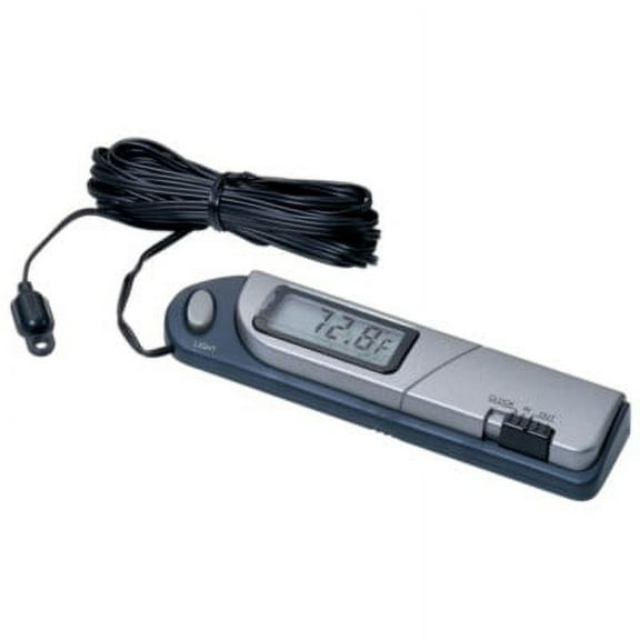 Bell In/Out Thermometer/Clock, Slimline, Silver 28001-8