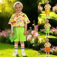thumbnail image 5 of FYEGRE Boys Outfit with Short Sleeve Top, Casual Shorts & Socks, Cute Playful Ensemble for Spring/Summer, Family Gatherings & School Events Green 13-14 Years, 5 of 6