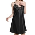 thumbnail image 5 of Antinious Womens Nightdress Solid Slim Deep V-Neck Sleeveless Satin Mid-Length Sleep Dress,Holiday!Nightgowns for Women,Women Pajama Dress,Black,L, 5 of 5