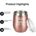 thumbnail image 3 of Sister Gifts-A Badass Sister Wine Tumbler for Women, Funny Christmas Birthday Gifts for Sister Soul Sister in Law Sister Friends, Stainless Steel Insulated Tumbler with Lid(12oz, Rose Gold), 3 of 6