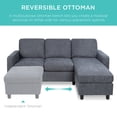 thumbnail image 3 of Best Choice Products Linen Sectional Sofa Couch w/ Chaise Lounge, Reversible Ottoman Bench - Blue/Gray, 3 of 8