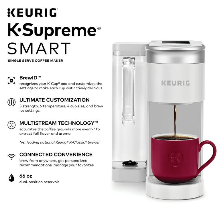 Keurig K-Supreme SMART - Cafetera inteligente, tecnología MultiStream,  prepara tamaños de taza de 6 a 12 onzas, color gris