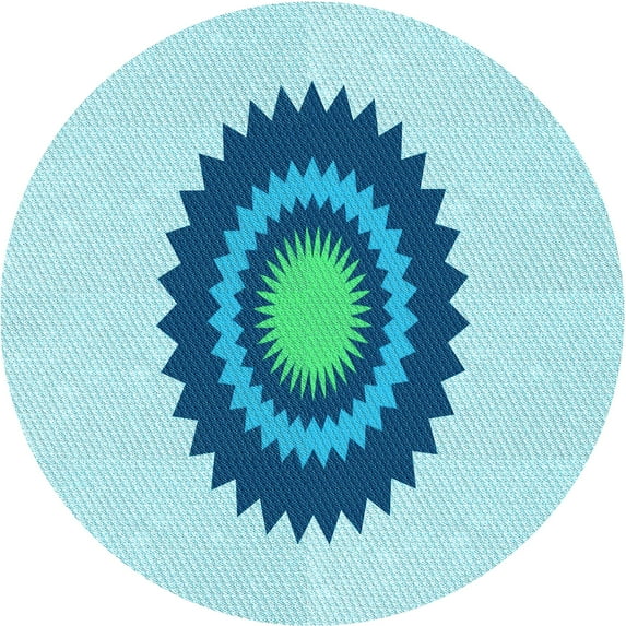 Ahgly Company Indoor Round Patterned Butterfly Blue Area Rugs, 5' Round