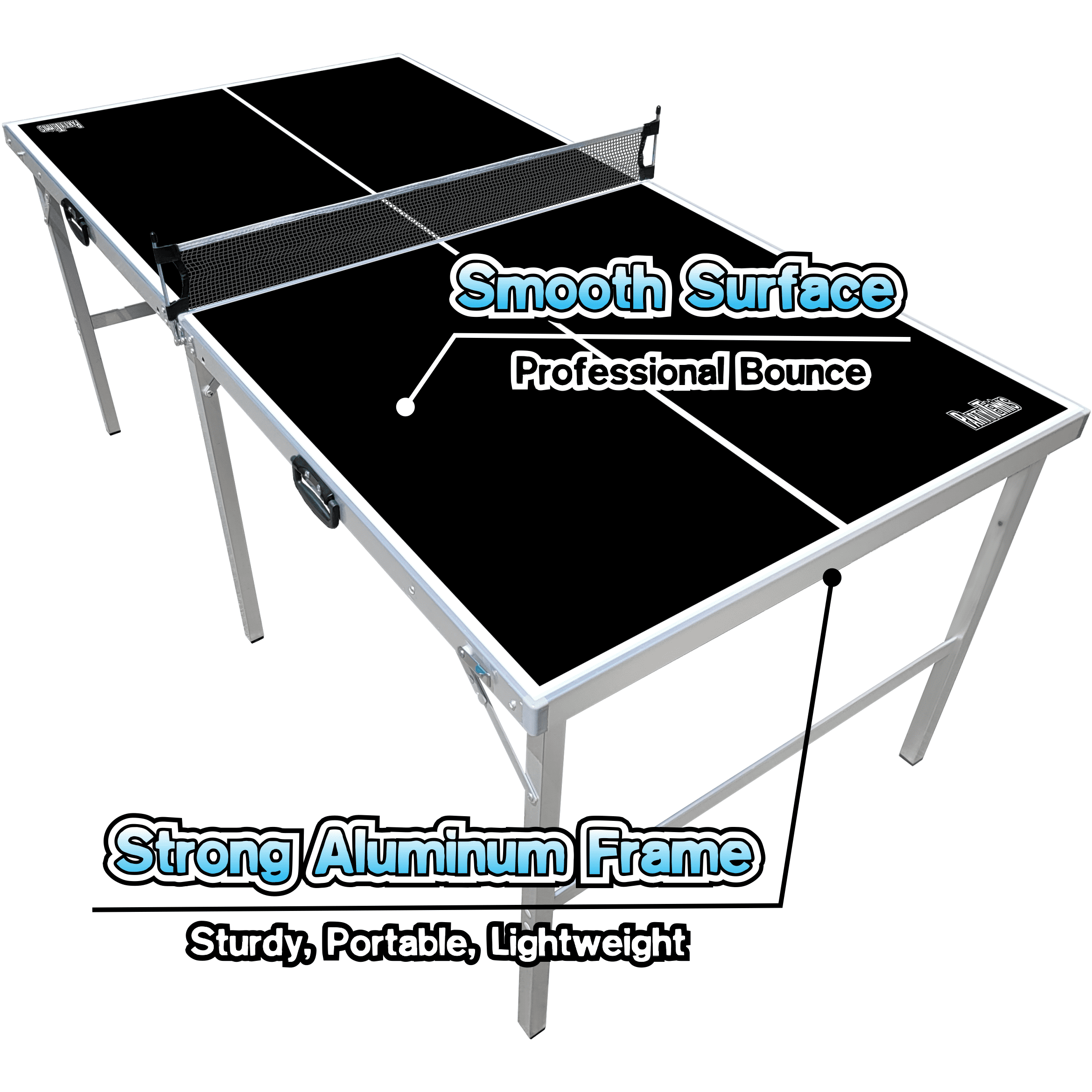 PartyLife Mid Size 6 ft x 3 ft Folding Portable Table Tennis Ping Pong Table & Game Set - Football Edition