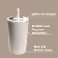 thumbnail image 3 of HydroJug Everyday Tumbler – Ceramic-Lined Insulated Tumbler with Straw and Soft-Touch Lid, Cup Holder Friendly – 14 oz, Linen, 3 of 6