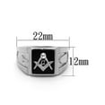 thumbnail image 2 of Men's Stainless Steel 316 Crystal Masonic Lodge Freemason Ring Band Size 9, 2 of 6
