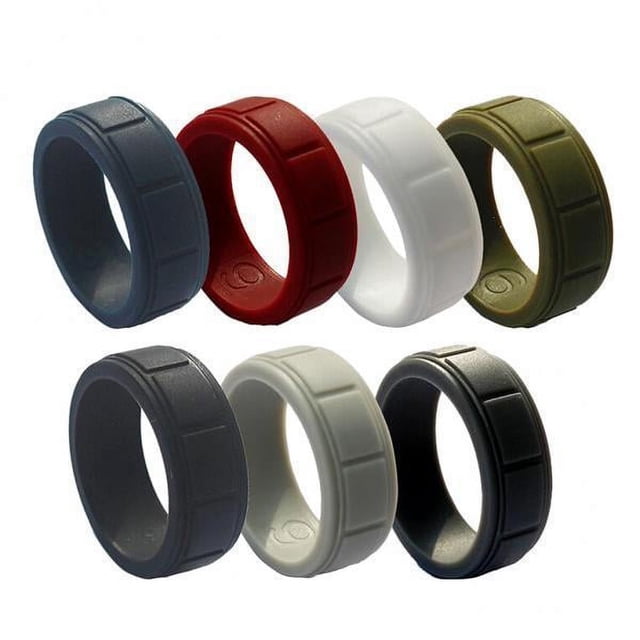 2x 7 Piezas 8 Mm de Ancho Caucho Silicona Anillo de de Boda Banda EE.UU. Tamaño 10 2 piezas