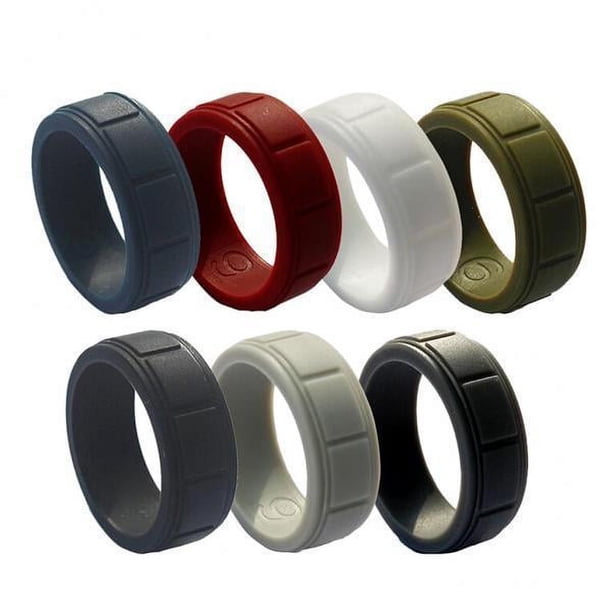 2x 7 Piezas 8 Mm de Ancho Caucho Silicona Anillo de de Boda Banda EE.UU. Tamaño 10 2 piezas
