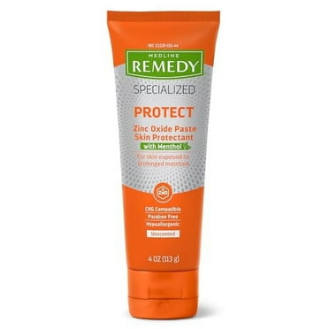 Medline Remedy Specialized Zinc Oxide Paste with Menthol (4 oz Tube), Unscented, Calamine, Incontinence Care, Diaper Rash, Wetness Protection, Hypoallergenic, Paraben Free, Adults, Soothing