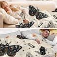 thumbnail image 5 of 70x55 Inches Glow in The Dark Blanket Cozy Throw Camping Blankets for Home and Outdoor Use Black and White Moths, 5 of 8