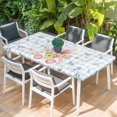 thumbnail image 2 of Easter Table Cloths for 3 Foot Rectangle Tables, Spring Rabbits Ears Feet Floral Blue Lattice Patio Waterproof Elastic Fitted Tablecloths, Washable Rectangular Table Cover for Camping, 2 of 8