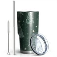 thumbnail image 2 of 30oz Dark Green Christmas Tree Pattern Tumblers Stainless Steel Tumbler with Lid and Straw,Vacuum Insulated Double Wall Travel Tumbler Cups Mug with Cleaning Brush for Coffee,Tea, 2 of 7