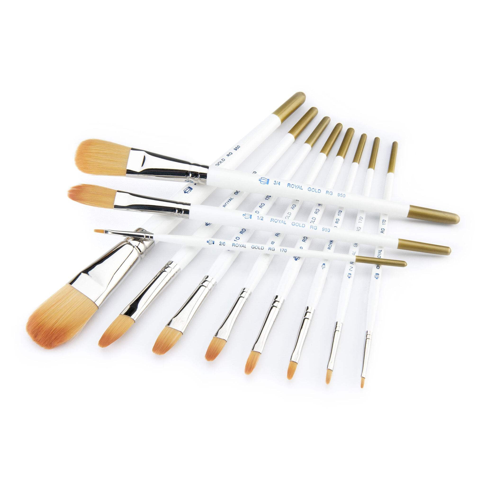 Royal & Langnickel Royal Gold Short Handle Paint Brush Set, Filbert and Wash, 11-Piece