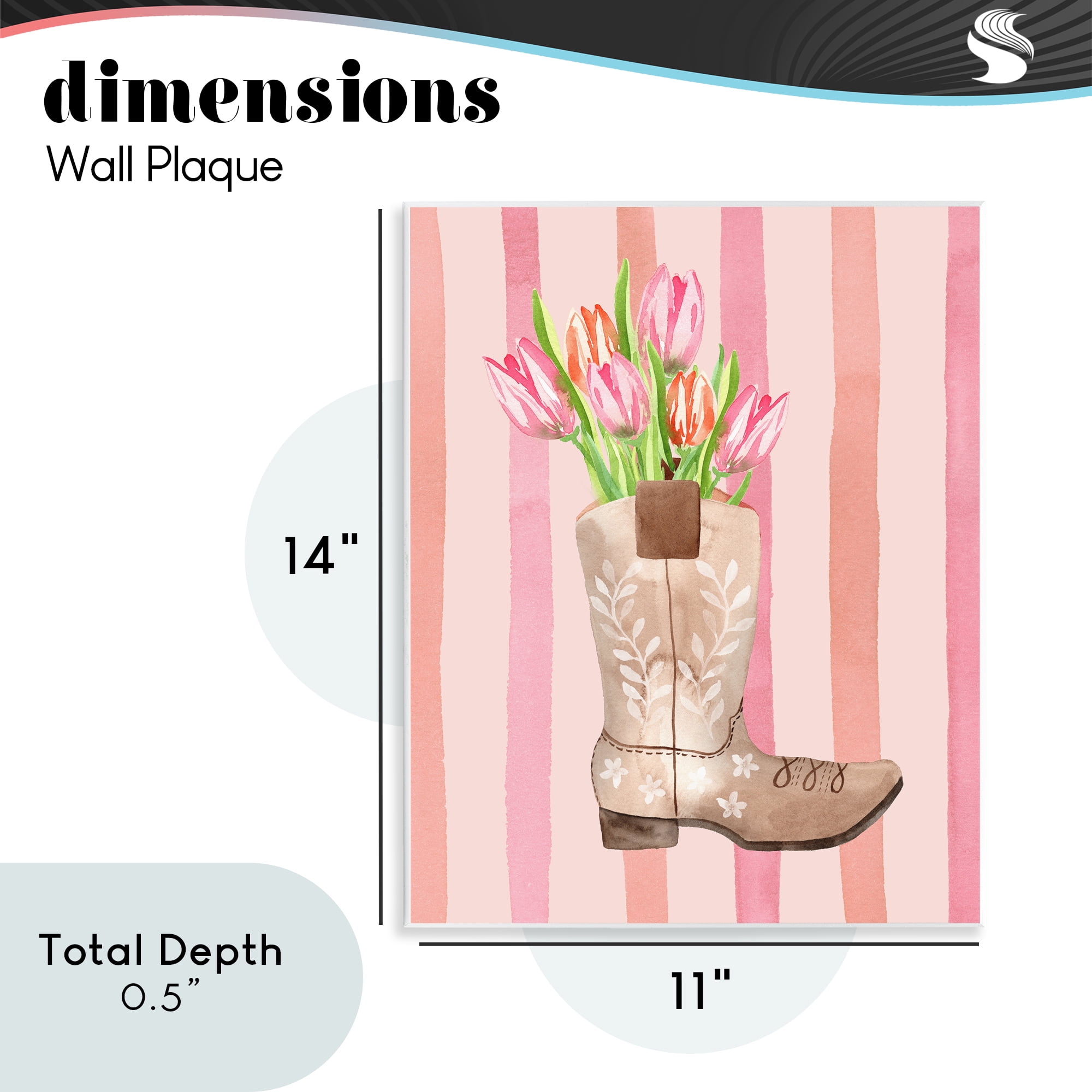 Tulip Cowgirl on Stripes Wall Plaque Art, design by Nina Jacobs