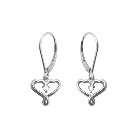 Round Cut Cubic Zirconia Drop Earrings In 14k White Gold Over Round Cut Cubic Zirconia Drop Earrings In 14k White Gold Over Sterling Silver 0 08 Cttw