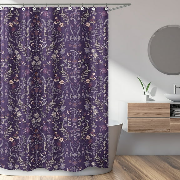 Sweet Jojo Designs Boho Floral Wildflower Plum Purple Girl Fabric Shower Curtain