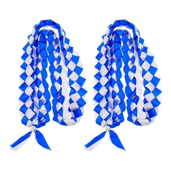 LOLIPPYY 2Pcs Blue Graduation Ribbon Lei Lightweight Decorative Graduation Party Supplies