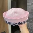 thumbnail image 7 of Jiibva Sailor Hat Navy Yacht Captain Hat with Sweet Bow Sail Hat for Adult Women Simple Style Halloween Party Caps, 7 of 7
