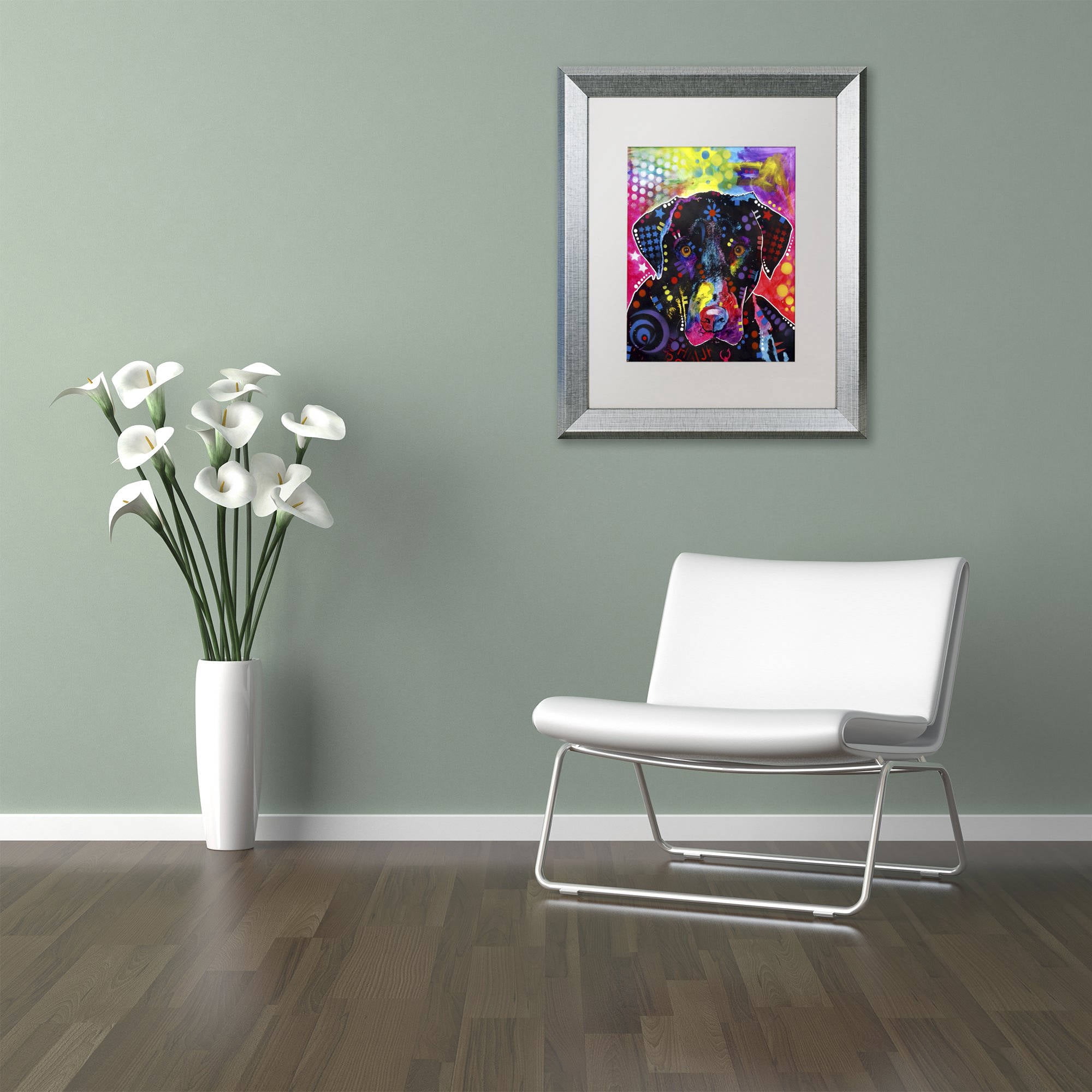 Trademark Fine Art "The Labrador" Canvas Art by Dean Russo, White Matte, Silver Frame