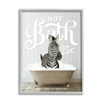 Stupell Industries Vintage Bathroom Zebra Animals & Insects Painting Gray Framed Art Print Wall Art, 24 x 30