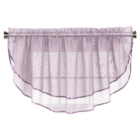 Living Room Drapes And Valances Sheer Voile Valance Curtain for Windows Size 54 in X 24 in Scalloped with Ribbon for Kitchens, Living Room, Dining Room, Bathroom, Bay Windows, Basement, Laundry Room (Lilac) ()
