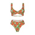thumbnail image 4 of Rocae Hand Drawn Strawberry for Bikini Set for Women Two Piece Sexy High Swimsuits Split Crossover Bikini Small, 4 of 9
