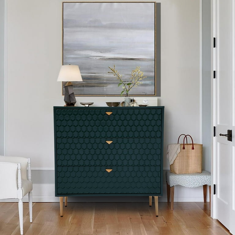 Boyel Living 3 Drawer Long Furniture Dresser, Green Accent, Bedroom Storage  Chest - Walmart.com