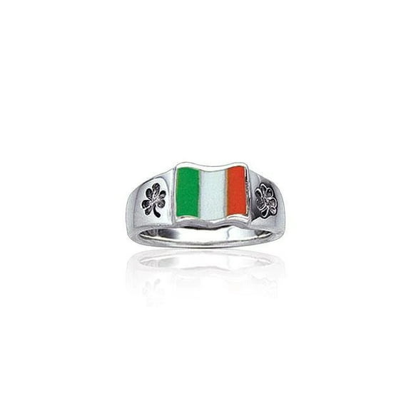 Irish Flag Celtic Shamrock 925 Sterling Silver Ring Fine Fine Heritage Jewelry