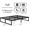 thumbnail image 3 of Lutown-Teen 14 inch Full Size Bed Frame No Box Spring Needed, Heavy Duty Metal Platform Beds for Mattress Foundation, Easy Assembly, Noise Free, Black, 3 of 6