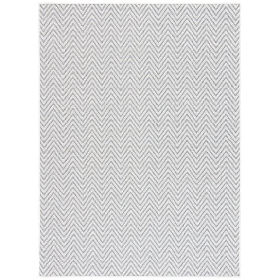 SAFAVIEH Martha Stewart Elana Indoor Chevron Indoor/Outdoor Area Rug, Blue/Cream, 6'7" x 8'7"