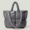 thumbnail image 1 of Winter Padded Shoulder Bag Handbag Tote, Women Wide Framed Opening Fashionable Wallet Cotton for Ladies, Girls, Daily Use, Vacation gris Salvador Dali Bolso de mujer, 1 of 6