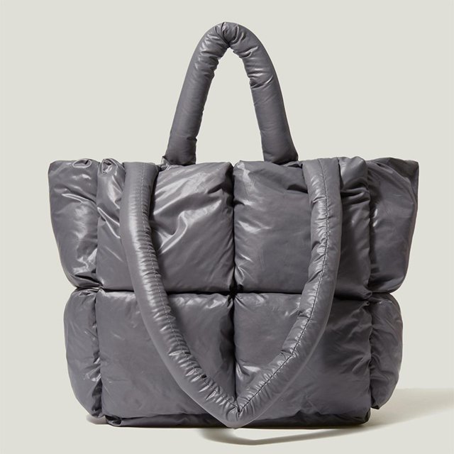 Winter Padded Shoulder Bag Handbag Tote, Women Wide Framed Opening Fashionable Wallet Cotton for Ladies, Girls, Daily Use, Vacation gris Salvador Dali Bolso de mujer