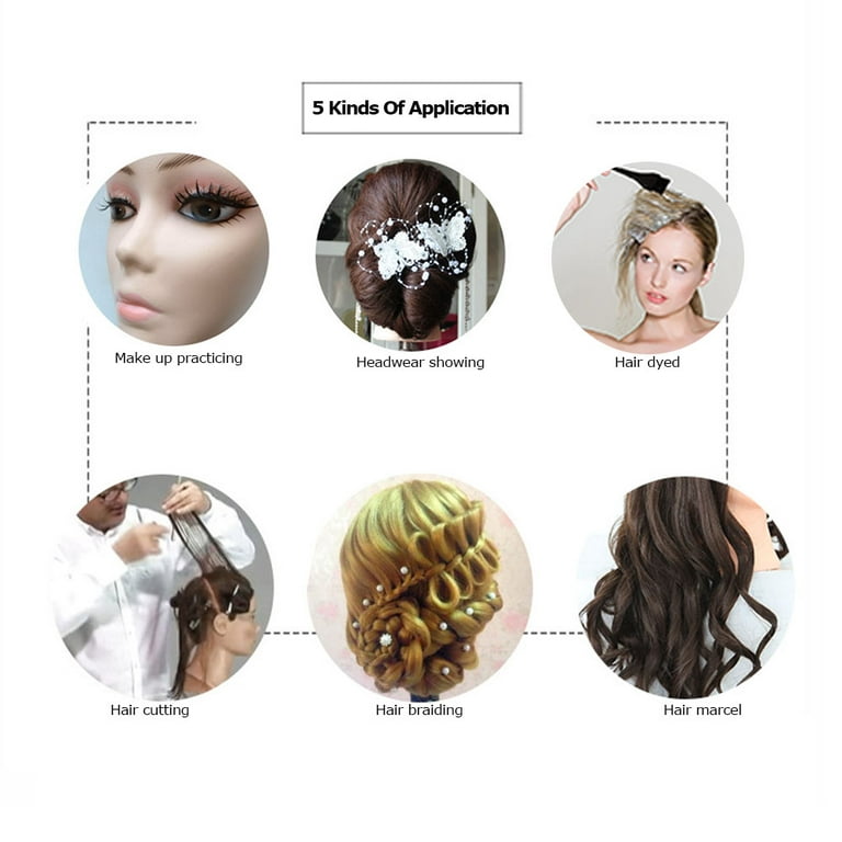 Long Hair Cosmetology Mannequin Head with 60% Real Hair Hairdresser  Practice Training Head Make Up Cosmetology Manikin Doll Head For Hair  Styling With