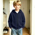 thumbnail image 5 of Abcomgle Boys Zip Up Hoodie 7-8 Waffle Knit Full-Zip Jackets for Teens Raglan Long Sleeves Jacket Sweatshirt Boy Fashion Fall Hooded Hoodies for Boys with Pockets, 5 of 6