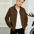 thumbnail image 1 of UACY Jacket Boys Fall Long Sleeve Button Up Shirts Jacket Collared Shacket Lightweight Overshirt with Pockets, 1 of 9