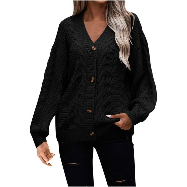 Savings Women Trendy Sweater Button Down Cardigan Cable Knit