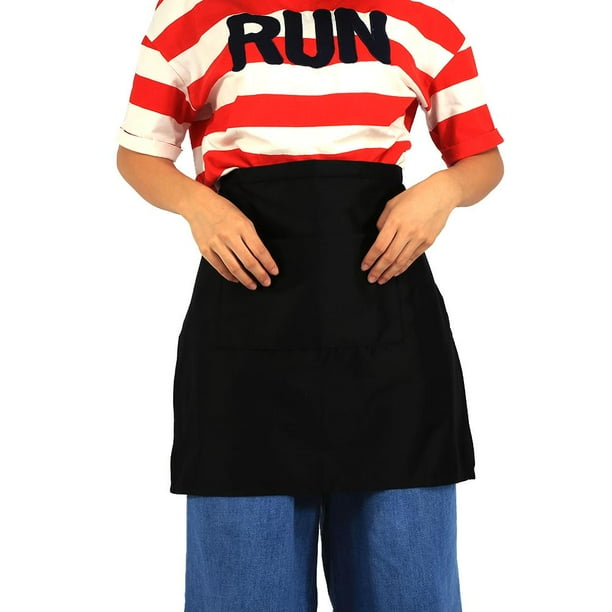 Download HERCHR Black Half Waist Short Aprons With Pockets For Home ...