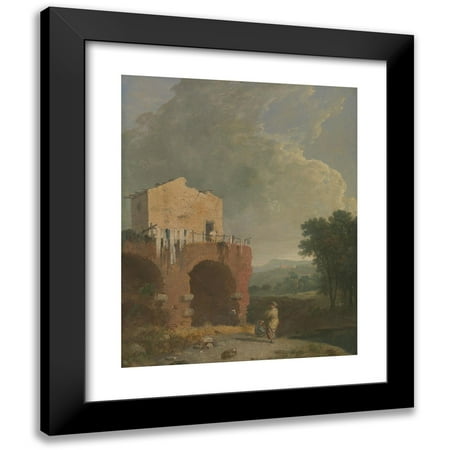 Richard Wilson 12x14 Black Modern Framed Museum Art Print Titled - Hadrian's Villa (1775 - 1782)