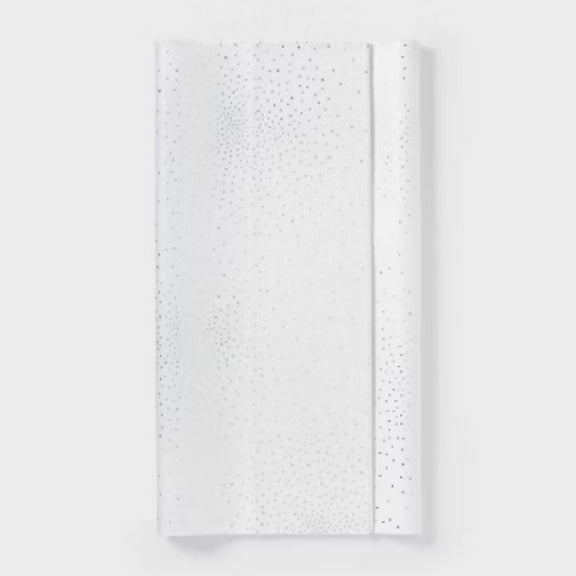 8ct Tissue Paper White/Silver Foil Dots Print - Spritz: Classic Polka Dot Design for All Occasions, 16.5" x 24"